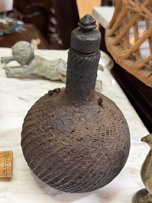 ANTIQUE TEXTURED WOVEN FLASK