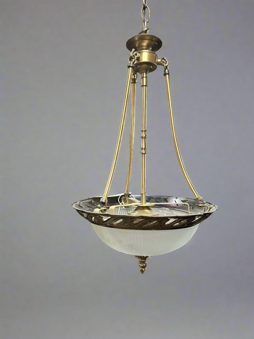 BRASS PENDANT LIGHT WITH GLASS SHADE