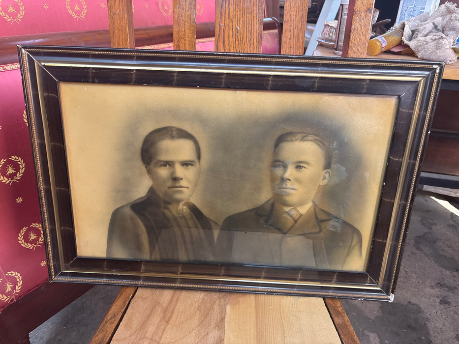 VINTAGE AS FOUND BLACK FRAMED PRINT OF COUPLE