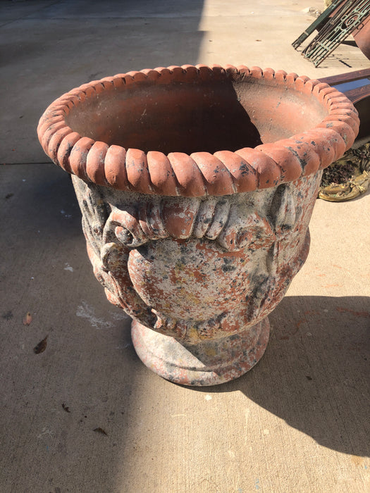 LARGE WHITE WASHED TERRACOTTA PLANTER POT 1 OF 3