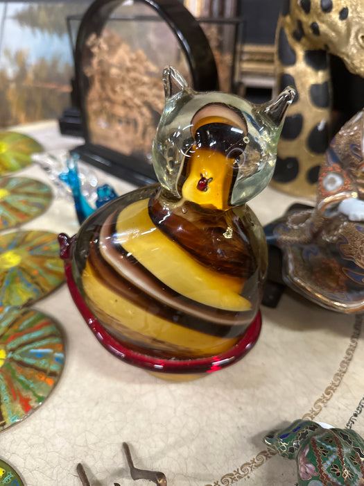 ORANGE GLASS ART CAT