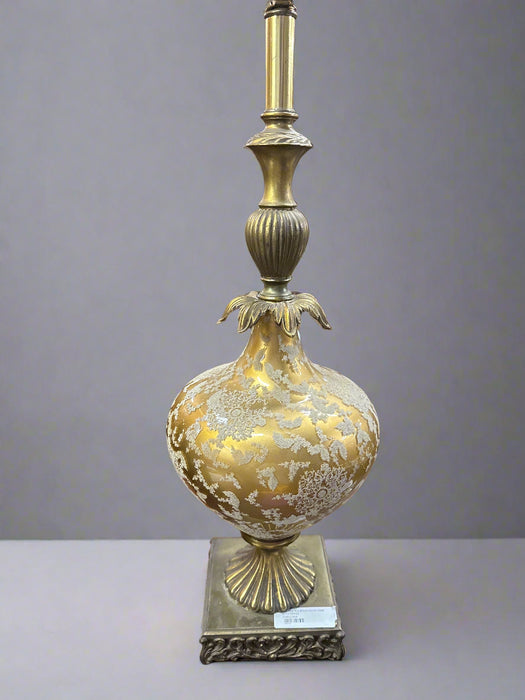 VINTAGE BULBOUS GOLD LAMP WITH BRASS