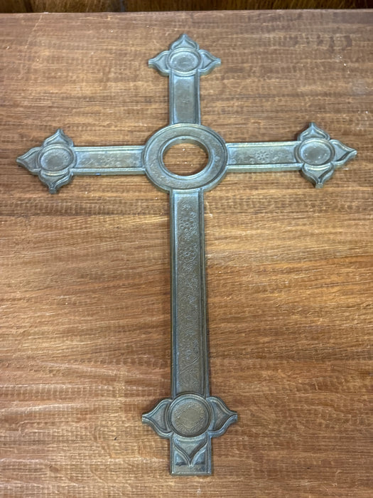 LARGE BRASS KOPTIC EMBOSSED CROSS