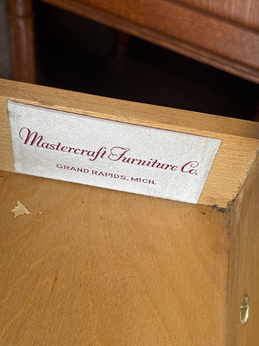MASTERCRAFT FURNITURE BURL WOOD ROLLING BAR CART