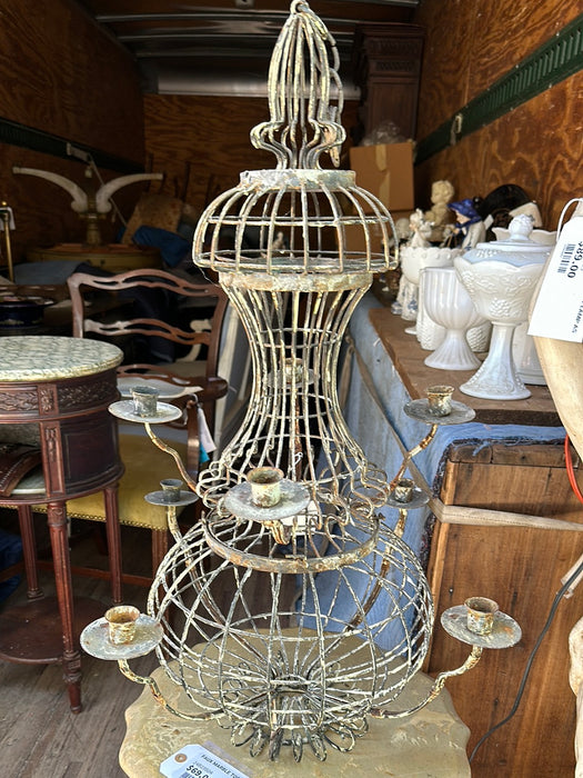 8 LIGHT WIRE CAGE CANDLE CHANDELIER