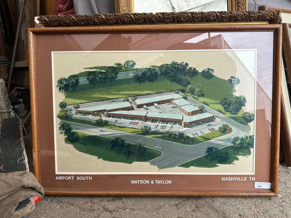 ARCHITECTURAL PASTEL RENDERING FROM THE MIDCENTURY