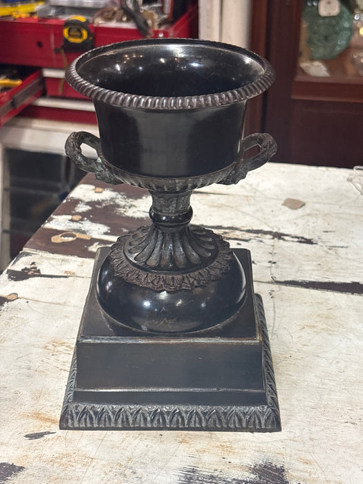 SMALL INDIAN METAL COMPOTE WITH HANDLES ON BASE