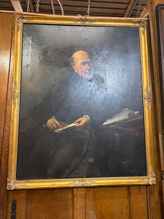 LARGE GILT FRAMED PORTRAIT OF SCHOLAR