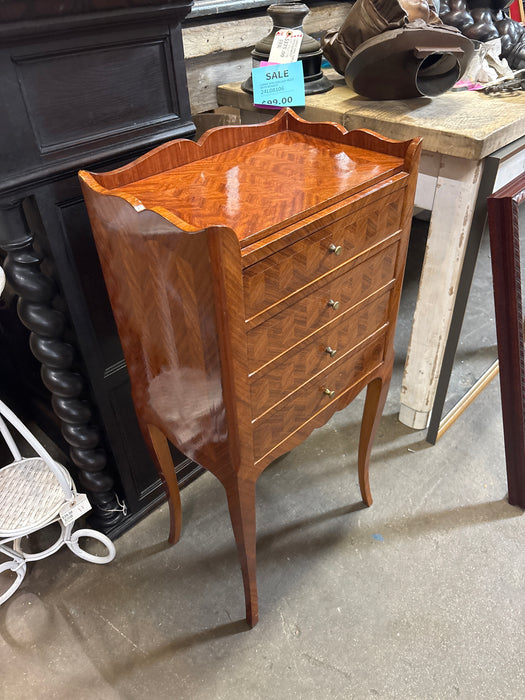FRENCH 4 DRAWER VENEER NIGHT STAND