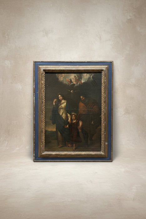EARLY 18TH CENTURY PAINTING OF HOLY FAMILY - SIGNED A.C.H 1646