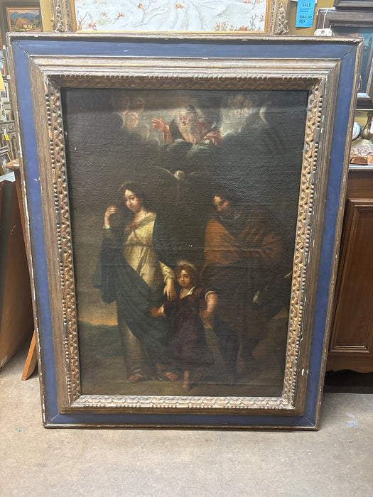 EARLY 18TH CENTURY PAINTING OF HOLY FAMILY - SIGNED A.C.H 1646
