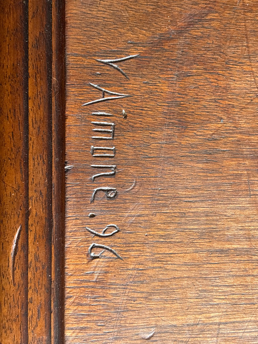 LATE 19TH CENTURY FRENCH WALNUT GOTHIC REVIVAL CARVED CORNER CABINET WITH CURIO - SIGNED V. AIMONE.96