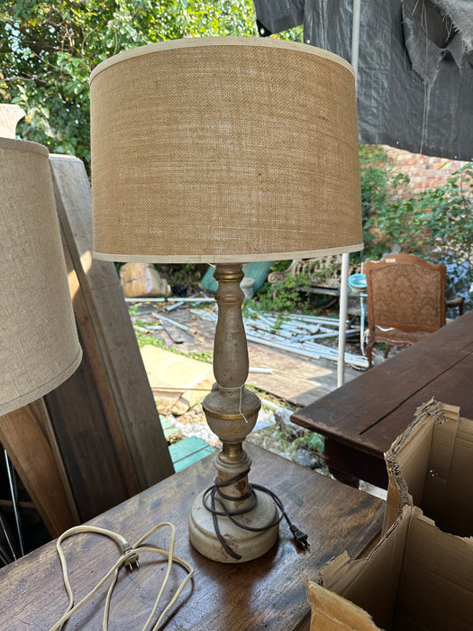 NOT OLD WOOD GREEN LAMP WITH  SHADE