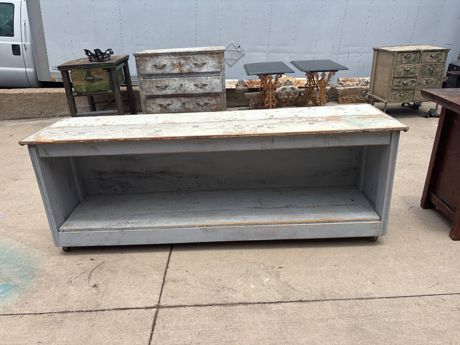 GRAY PAINTED STORE COUNTER