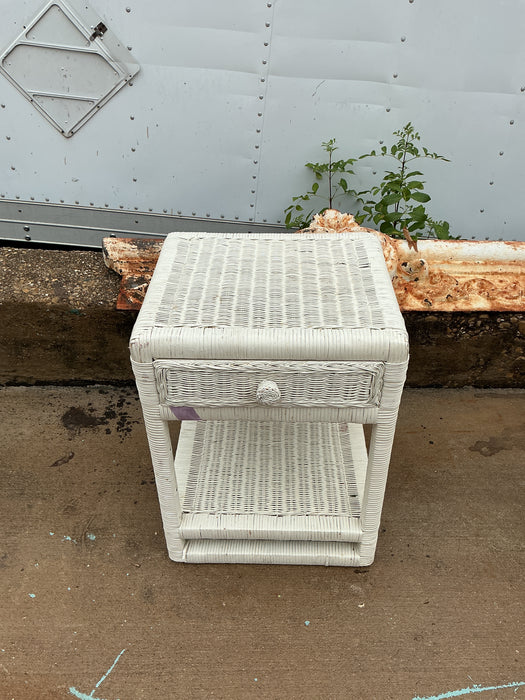 SMALL WICKER STAND WITH DRAWER