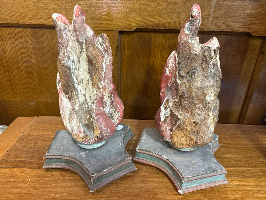 PAIR 16TH CENTURY WOOD FLAMES