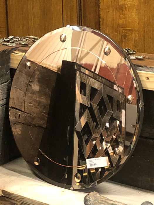 ROUND CUT CIRCLES PEACH COLORED MIRROR