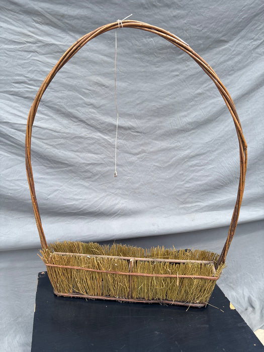 SLENDER WOODEN BASKET WITH HOOP HANDLE