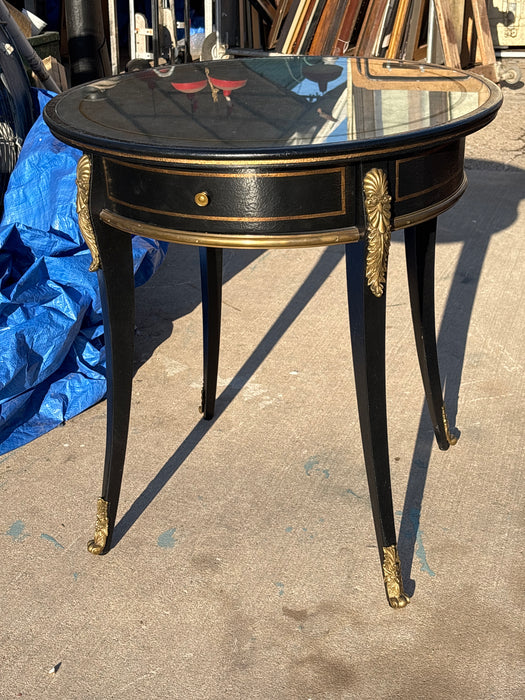 EBONIZED ROUND SIDE TABLE BY KREIGER JOHN RICHARD EUROPEAN CROSSROADS COLLECTION