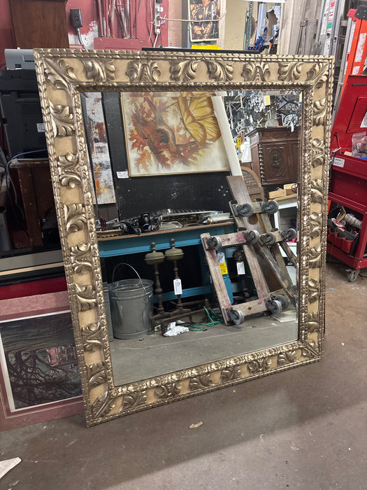 SILVER COMPOSITION BEVELED MIRROR - AS FOUND