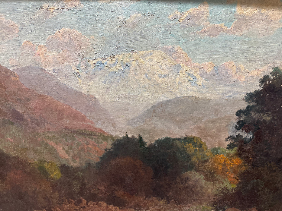 FRAMED 19TH CENTURY OIL PAINTING OF MOUNTAIN STREAM LANDSCAPE - SIGNED