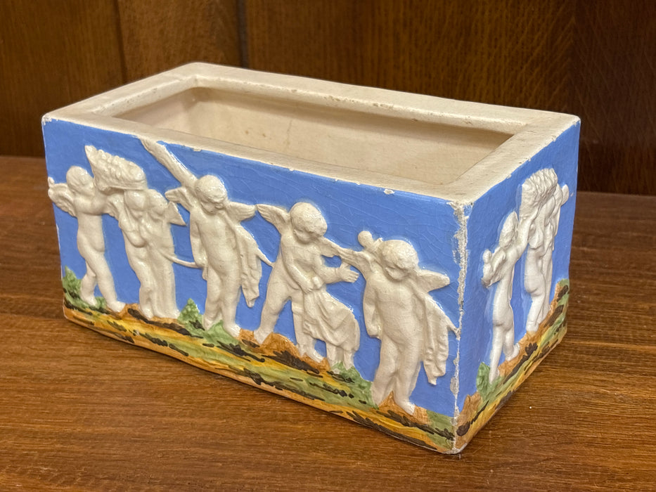 BRIGHT RECTANGLE CHERUB PLANTER