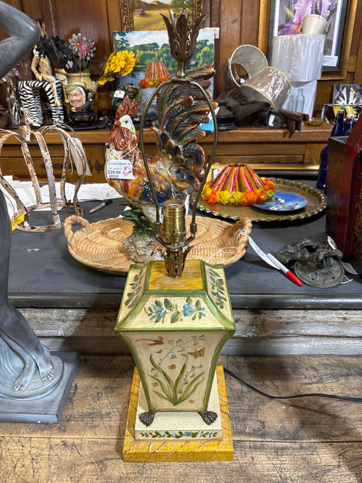 GREEN LINED TOLE PAINTED LAMP