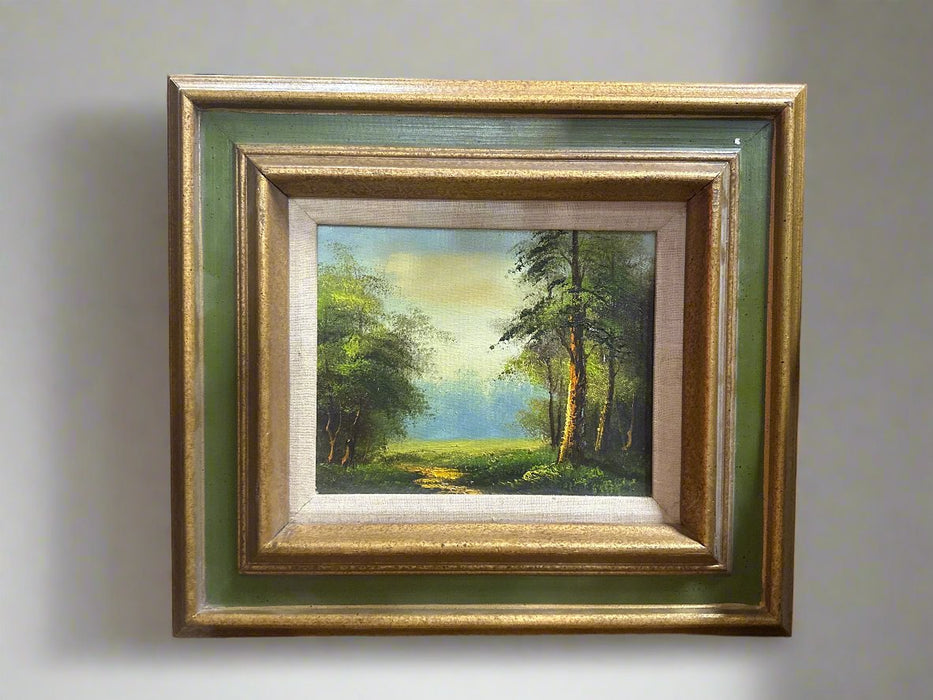 SMALL SPRING LANDSCAPE OIL PAINTING WITH TREES