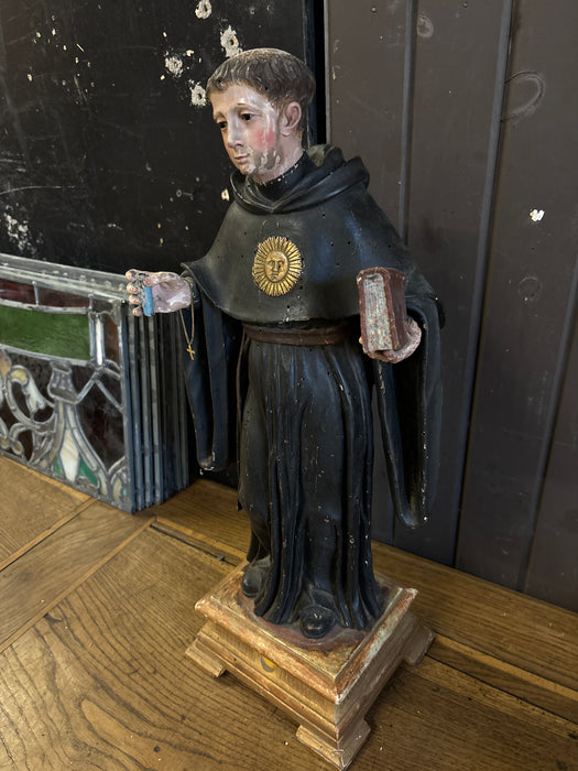 18TH CENTURY INSCRIBED SAINT STATUE