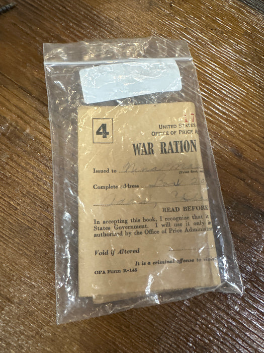 WWII RATION BOOK