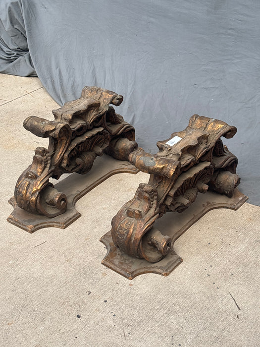 PAIR OF METAL ORNATE BASES