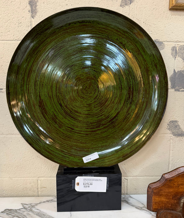 LARGE CONTEMPORARY BOWL WITH CUSTOM PLEXIGLASS HANGING STAND