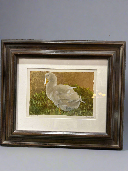 MIXED MEDIA AND GOLD LEAF OF A DUCK SIGNED