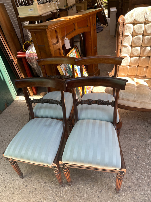 SET OF 4 EMPIRE CHAIRS WITH CANED SEATS AND CUSHION