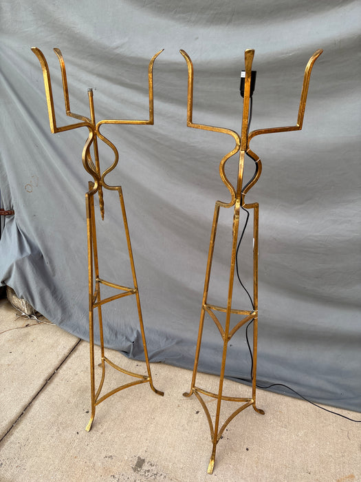 PAIR OF GILT IRON FLOOR LAMPS - AS FOUND
