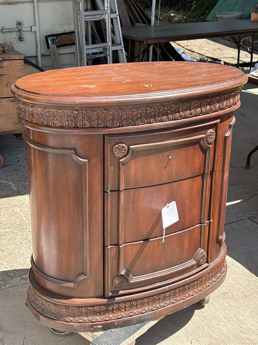 MAHOGANY OVAL CHEST - AS FOUND