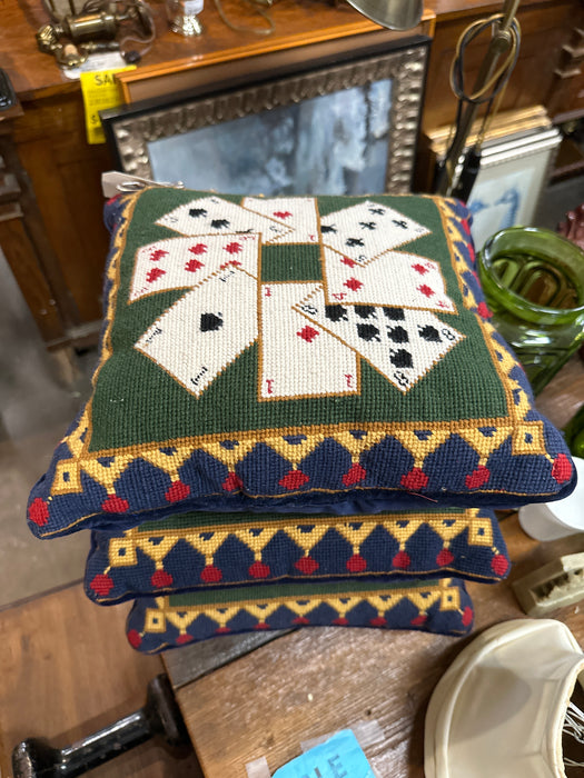 PLAYING CARDS NEEDLEPOINT PILLOW