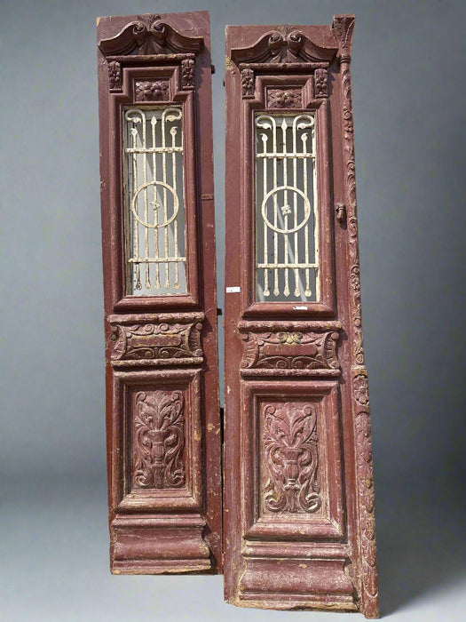 PAIR OF EGYPTIAN DOORS WITRH IRON INSERT