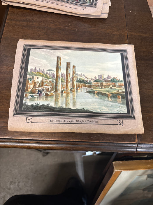 COLORFUL ARCHITECTURAL PRINT "LE TEMPLE DE JUPITER SERAPIS A POUZZOLLES"