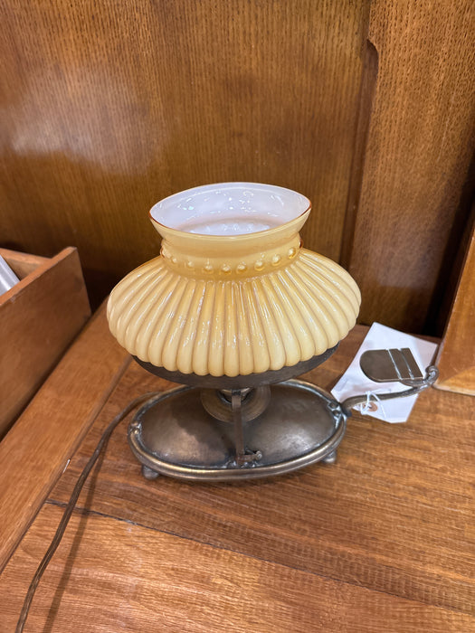 PETITE BRASS ITALIAN ALADDIN STYLE CASED GLASS OVAL SHADE LAMP