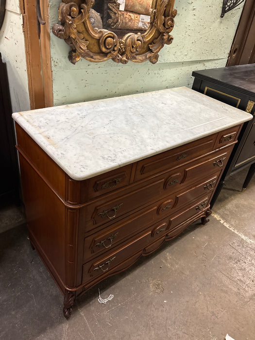 LOUIS XV MARBLE TOP CHERRY COMMODE