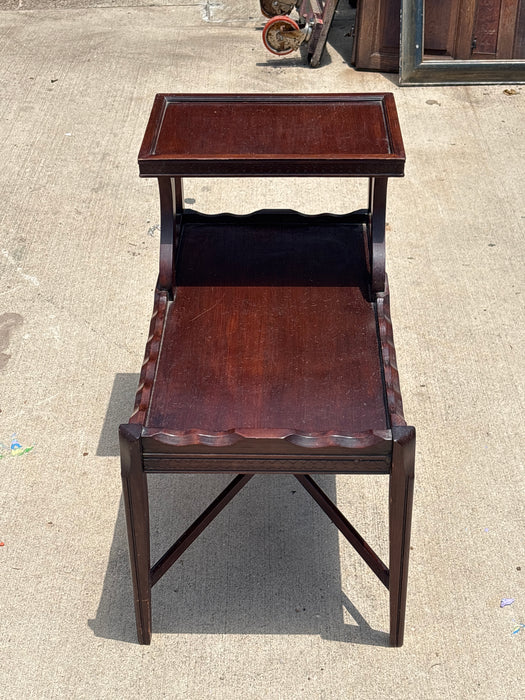 MAHOGANY TWO LEVEL SIDE TABLE