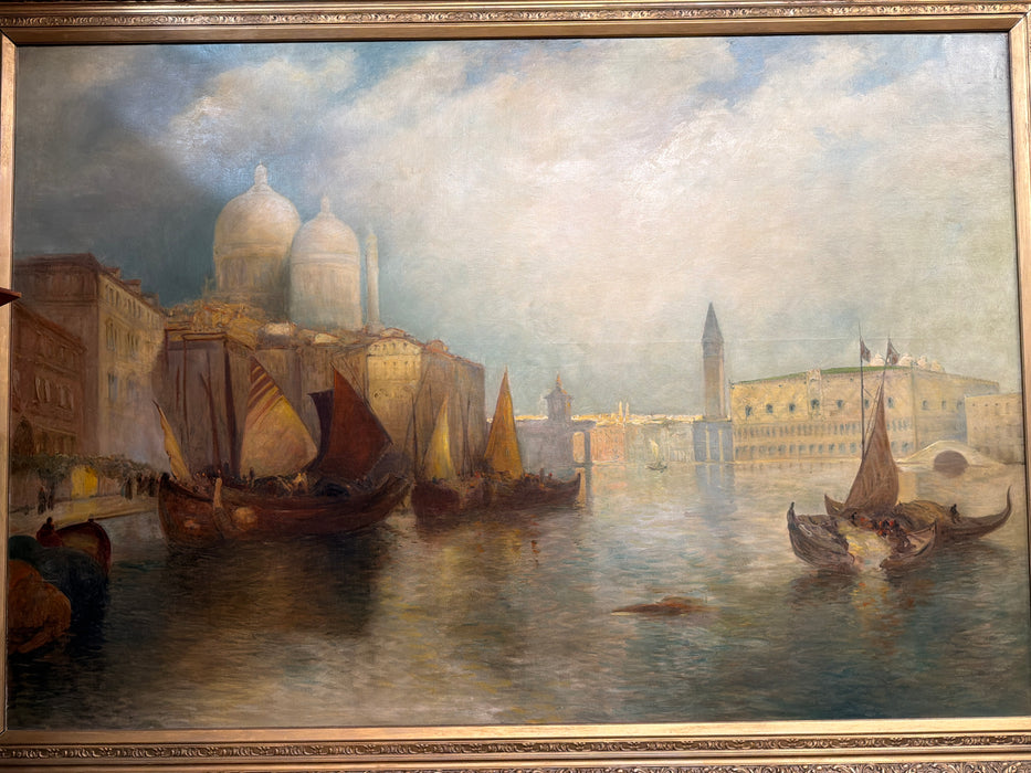 LARGE GILT FRAMED OIL PAINTING OF VENICE