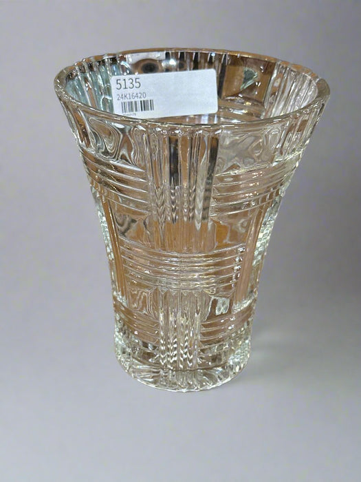 FLARED BASKET WEAVE GLASS VASE