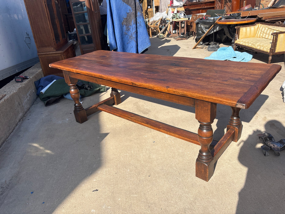 LARGE EARLY PEGGED OAK FARM TABLE