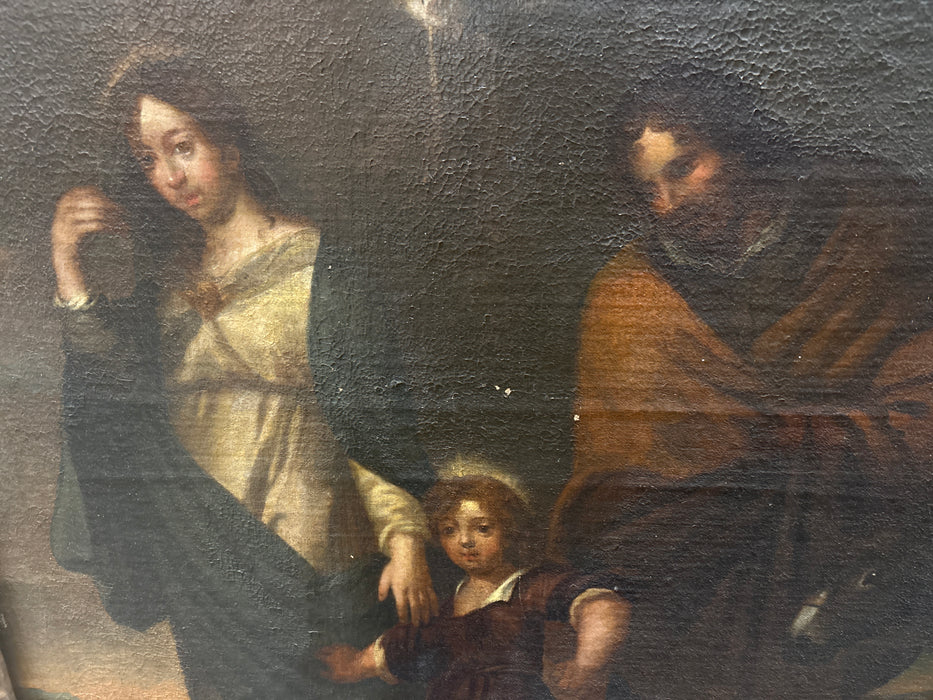 EARLY 18TH CENTURY PAINTING OF HOLY FAMILY - SIGNED A.C.H 1646