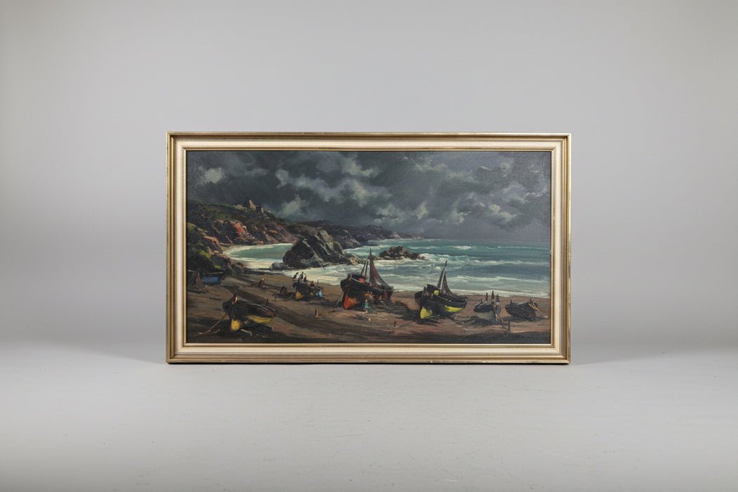 BIG IMPRESSIONIST SEASCAPE OIL PAINTING