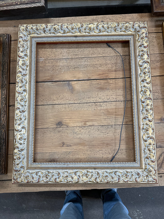 WHITE WASH ORNATE GOLD FRAME