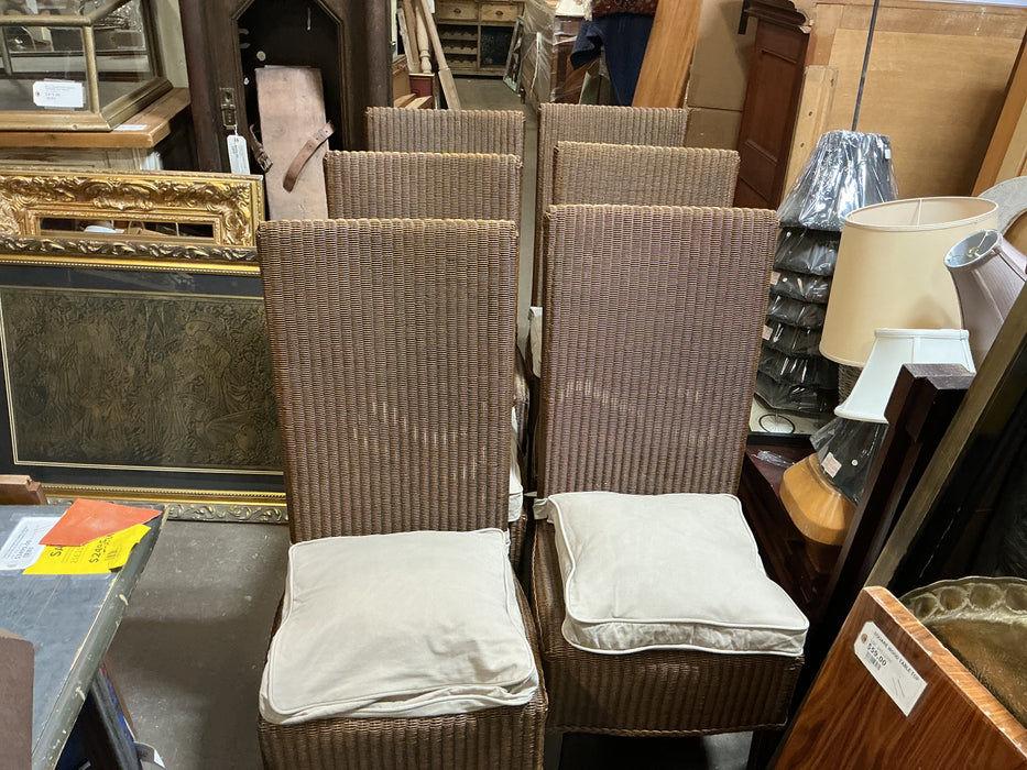 SET OF 6 TALL BROWN WICKER LLOYD LOOM CHAIRS