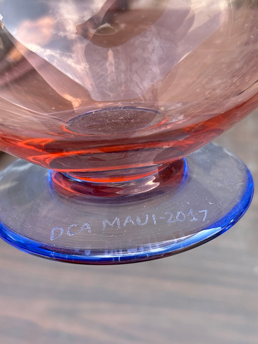 VERONA ART GLASS PINK DECANTER